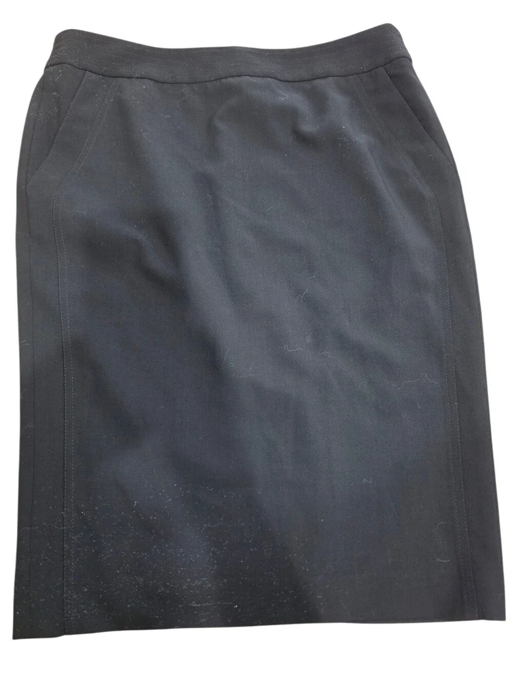 Armani Collezioni Black Virgin Wool Tailored Skirt Size 6 Back Vent Career